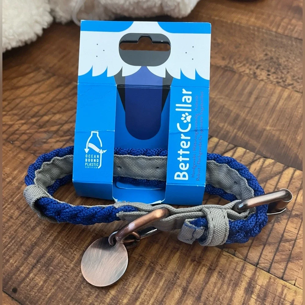 NWT BetterCollar 100% Fairtrade Recycled Ocean Bound Plastic Dog Collar Blue